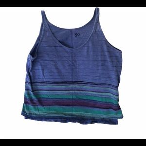 SO women’s tank top purple green and black striped Size large